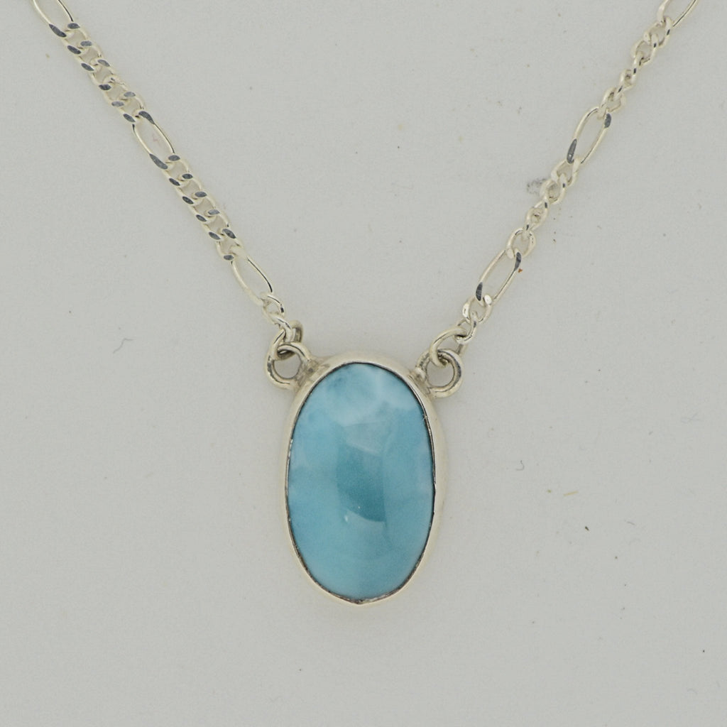 Medium One Stone Larimar Necklace  9.3g - eGallery Shoppe