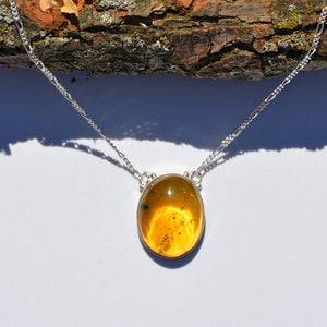 Caribbean Amber large Oval Silver Necklace - eGallery Shoppe