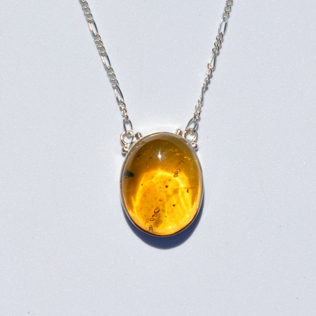 Caribbean Amber large Oval Silver Necklace - eGallery Shoppe