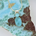 Small 2 Stone Larimar Pendant     2.9g - eGallery Shoppe