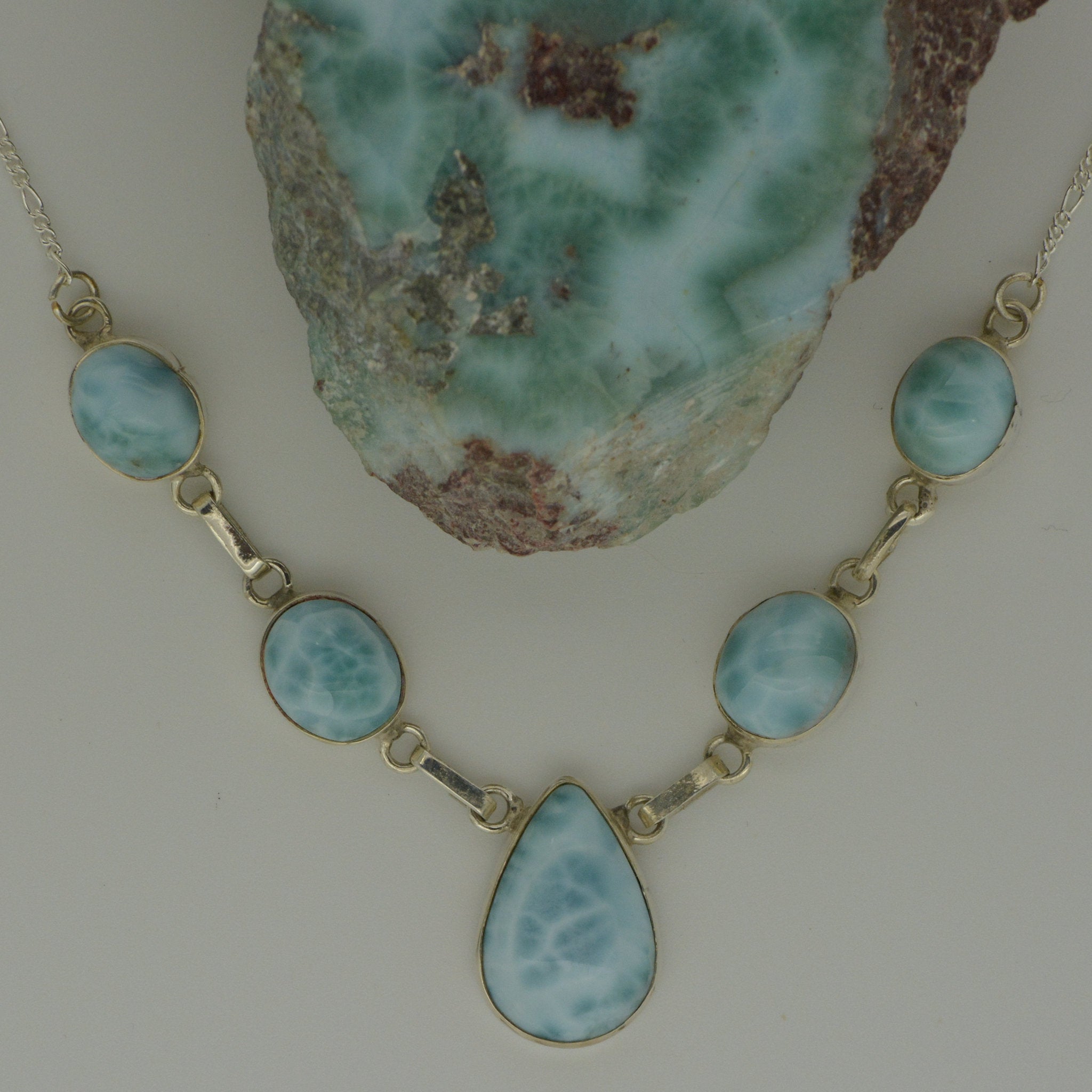 Larimar 5 Stone Necklace  13.5g - eGallery Shoppe