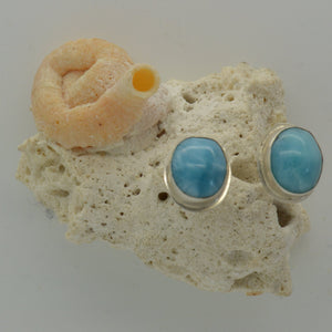 Small Larimar Stud Earrings in Oval 2.8g - eGallery Shoppe