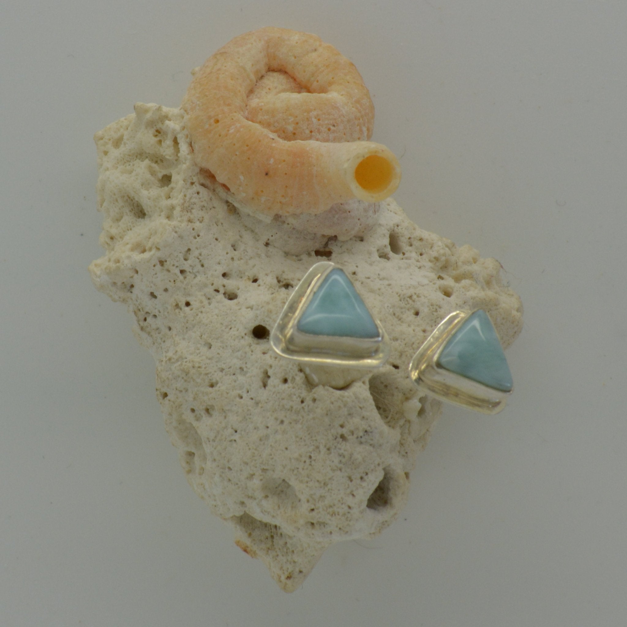 Small Larimar Stud in Triangles 2.5g - eGallery Shoppe