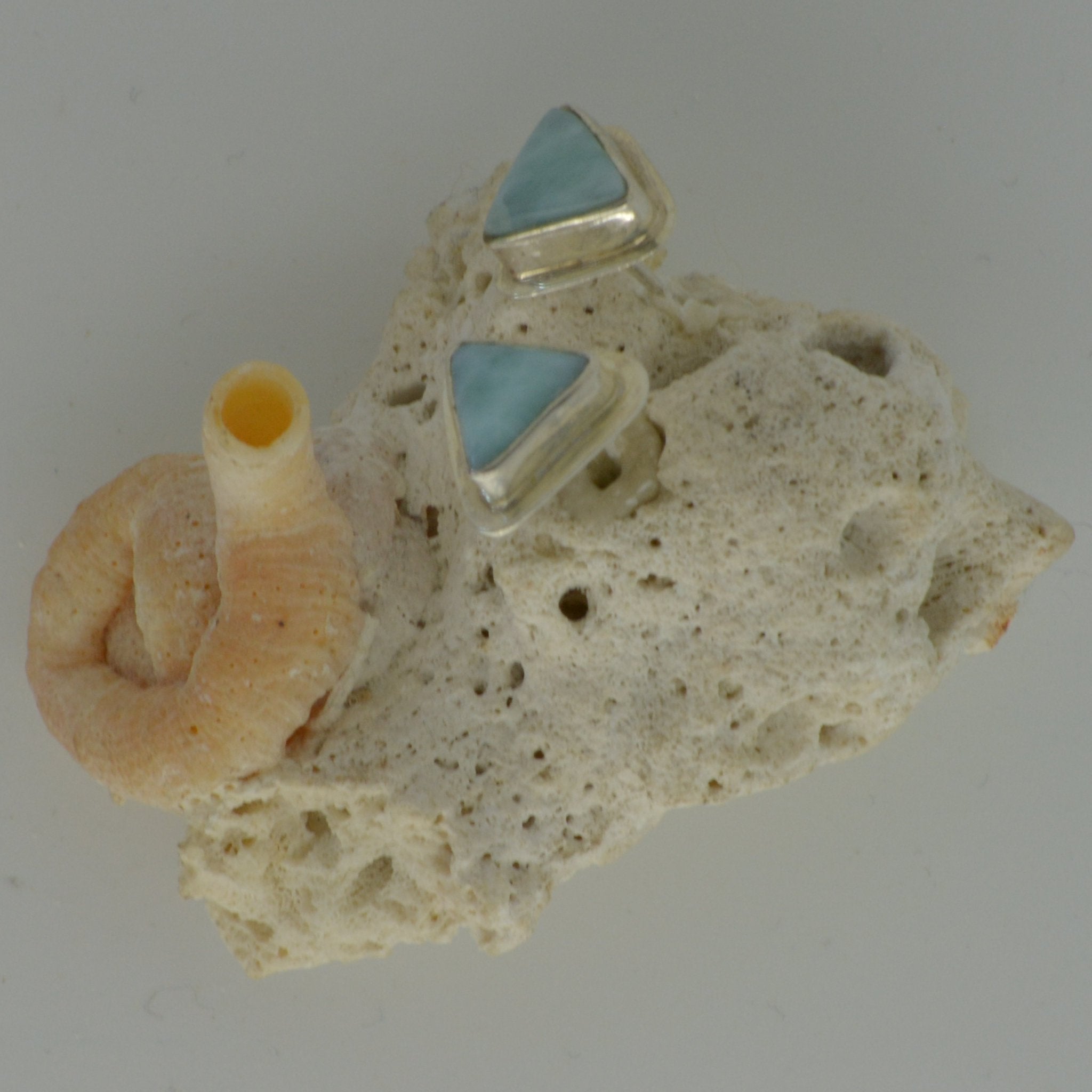 Small Larimar Stud in Triangles 2.5g - eGallery Shoppe