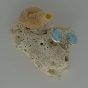Small Larimar Stud Earrings in Oval 1.6g - eGallery Shoppe