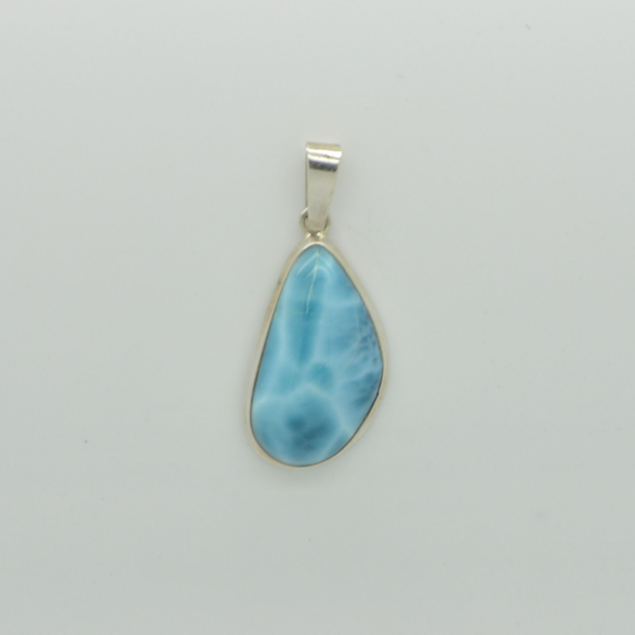 Small Larimar abstract Pear Pendant   5g - eGallery Shoppe