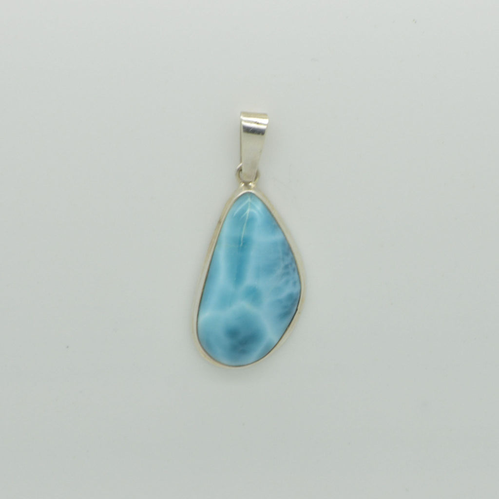 Small Larimar abstract Pear Pendant   5g - eGallery Shoppe